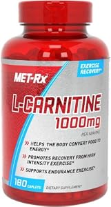 MET-Rx L-Carnitine 1000mg Diet Supplement Capsules, 180 Count
