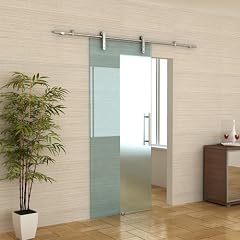 Glasschiebet�r Glast�r Schiebet�r satiniert 205 x 105 cm
