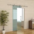 Glasschiebet�r Glast�r Schiebet�r satiniert 205 x 105 cm
