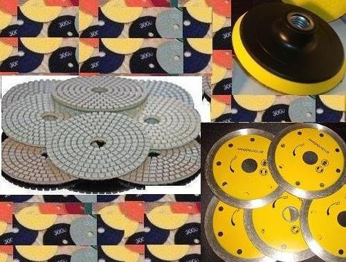 Diamond Polishing Pads 4" inch Wet/Dry 12 Piece 5 Wet Turbo Continuous Rim Blade