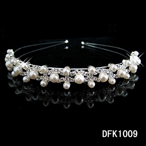 joylive Pearl Crystal Princess Tiara Headband Rhinestone Pageant Crowns For Bride Hair