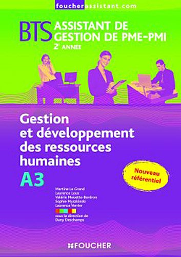 BTS Assistant de gestion de PME-PMI 2ème année : Gestion et développement des ressources humaines, A3