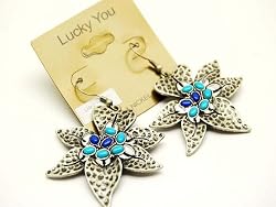 Turquoise Beads Western Style Flower Earrings