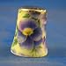 Porcelain China Collectable Thimble - Chintz Design Pansy on Yellow Floral with Free Gift Box