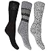FLOSO® Ladies/Womens Thermal Thick Chunky Wool Blended Socks (Pack Of 3)