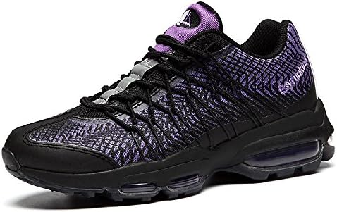 Air Cushion Running Shoes For Women - Mesh Lace Up Fashion Jogging Sneakers Black Purple