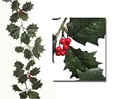 Club Pack Of 12 Green Holly Berry Christmas Garlands 6'