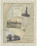Vintage Map of New York by Vision Studio. Size 20.00 X 25.75 Art Poster Print
