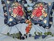 Savannah Daisys 16" Zippered Throw Pillow set Featuring Beautiful Daisys on a Navy Background