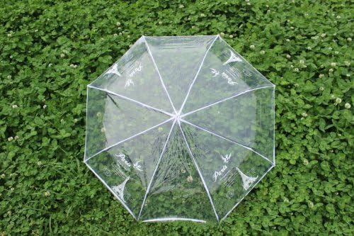 Ultralight EVA Transparent Eiffel Tower unisex folding umbrella (White)