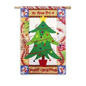 Christmas Tree Deluxe Elite Garden Size Applique Flag