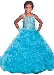 Girls  Lace  Spaghetti Strap Full Length Organza  Ball Gown Flower-Girl Dress/Pageant Dress/Party Dress  With Ruffles