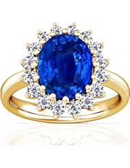 18K Yellow Gold Cushion Cut Blue Sapphire Ring With Sidestones