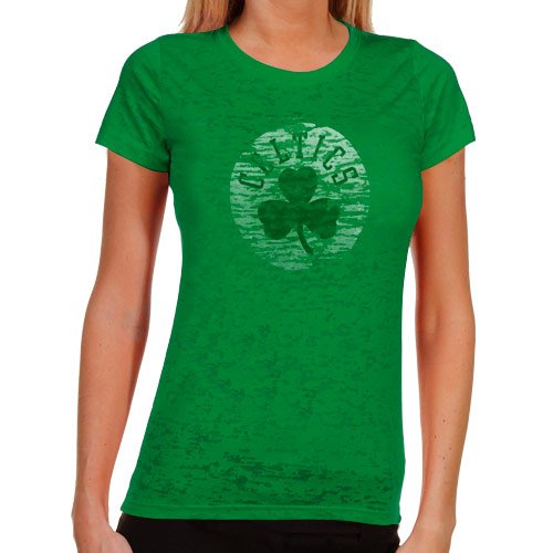 Boston Celtics Ladies Sheer Pride Burnout Premium T-Shirt - Kelly Green (Small)