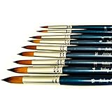 The Art Chest Artist Round Paint Brushes Set of 9 Watercolor Gouache Acrylic Tempera Oil Face Painting Brush Long Handle Golden Nylon Professional Anti-Shedding Large Ergonomic Art Supplies