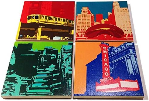 Chicago Handmade Wooden Coaster Set