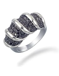 1.3 CT Black Diamond Ring in Sterling Silver in Size 7