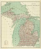 1878 HUGE DETAILED WALL MAP MICHIGAN & GREAT LAKES