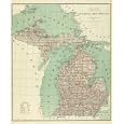 1878 HUGE DETAILED WALL MAP MICHIGAN & GREAT LAKES 16" x 20" Unframed