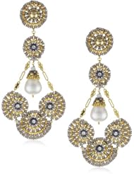 Miguel Ases Fresh Water Pearl 14k Gold Filled Cluster Circle Earrings