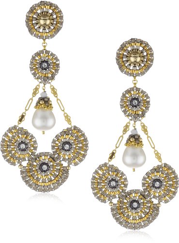 Miguel Ases Fresh Water Pearl 14k Gold Filled Cluster Circle Earrings Miguel Ases Fresh Water Pearl 14k Gold Filled Cluster Circle Earrings