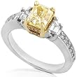 One of a Kind 1 2/5ctw Fancy Yellow Radiant Cut Diamond Ring (VS2) 14k Gold