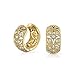 Victorian Style Open Filigree Flower Wide Huggie Hoop Earrings CZ Accent Cubic Zirconia Gold Plated Brass .65 In Diameter