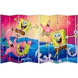 Oriental Furniture 6-Feet Tall Double Sided SpongeBob and Patrick Canvas Room Divider