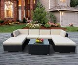 Patio Wicker Furniture 7pcs All Weather Couch Set (Free Shipping)