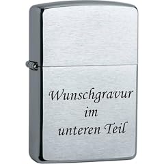 Original Zippo Feuerzeug Chrom geb�rstet - mit Lasergravur vorne