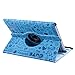 HDE Rotating iPad Case Magnetic Folding Leather Cover Folio Flip Stand for Apple iPad 2 iPad 3 iPad 4 (Blue Cartoon)