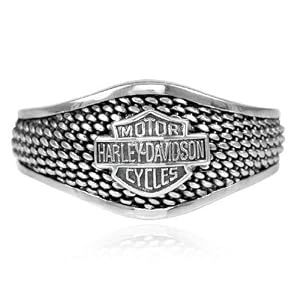 Harley-Davidson® Women's Bar & Shield Mesh Silver Ring HDR0176