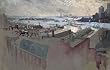 Gouache Watercolor - New York Harbor, ca. 1925 - 16x20-inch Photographic Print from the Library of Congress Collection