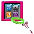 Premium Pink Hard Shell Snap Case for Apple iPod Nano 6th Gen Skin Case (6th Generation Nano, 6G, 6th Gen) compatible with 8GB /16GB Apple iPod Nano Touchscreen + Pink Headphones + Live * Laugh * Love Vangoddy Wrist Band!!!