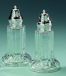 2 PIECE GLASS/ SILVER SALT AND PEPPER SET