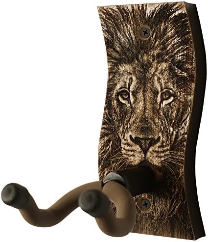 Guitar Hanger - Laser cut &amp; engraved guitar hanger - New on Amazon - Great for all Guitars! Solid maple or walnut wood and a beautiful engraved design! Made in USA SW - Strength - Walnut