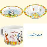 Die Lieben Sieben Melamin Teller, Schale, Tasse im 3er Set