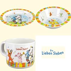 Die Lieben Sieben Melamin Teller, Schale, Tasse im 3er Set