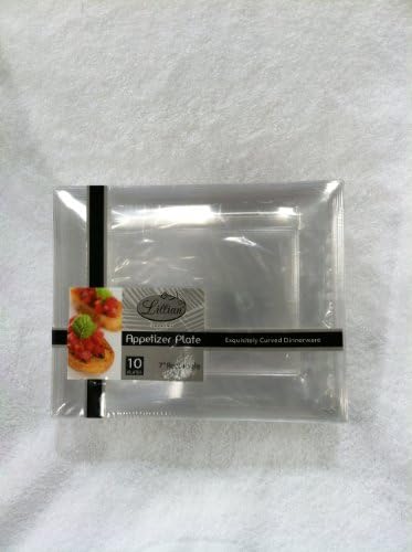 Lillian 7 X 5-5/8 Inch Rectangular Plastic Plates, 10 Count, Clear