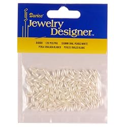 3x6mm Loose Oval Pearls, White, 120 Pc Pkg (1 Pack)