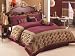 7 Pieces Burgundy Gold Orange Chenille Quilted Comforter Set Bed-in-a-bag King Size Bedding