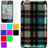 Blue Plaid Cover for iPod touch 4th gen for New Ipod Touch 4th Generation with Camera Suitable for 8G 32G 64G + New Ipod Touch 4G Clear Screen Protector , Blue Plaid