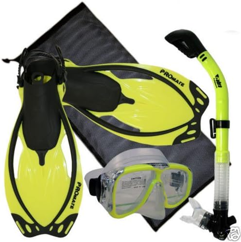 Snorkeling Scuba Dive Mask Dry Snorkel Fin Bag Gear Set