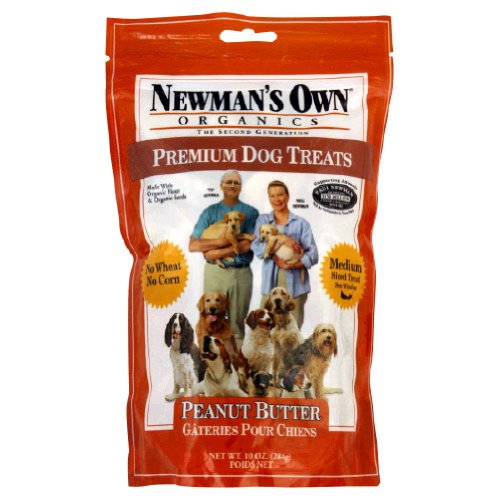 Newman's Own Organics Dog Treats, Medium Size, Peanut Butter, 10-Ounce Bags (Pack of 6)