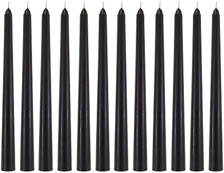 SRG Black Unscented 10" x 7/8" Taper Candles Pack of 12