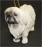 3 White Pekingese Dog Canine Christmas Ornament