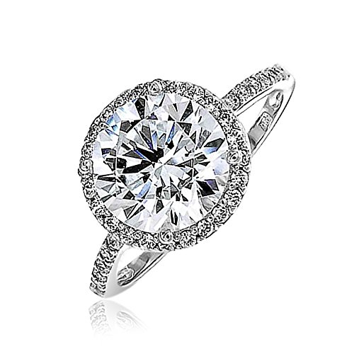 Bling Jewelry Vintage Style 925 Sterling Silver CZ Round Engagement Ring