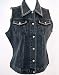 Christine Alexander Swarovski Crystal, Dual Top Pockets, Dark Denim Vest - Crystal Lines