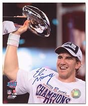 Eli Manning New York Giants - Holding Trophy - Autographed 8x10 Photograph