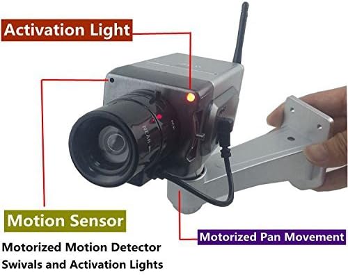Blindspotter Motion Detector Dummy Camera - Best Inexpensive Alternative / Supplement For Security - Includes E-book "How to Improve Your Home Security" - Decoy Security Camera - Fake Security Signs Included - Motorized Panning Movement With Motion Sensor System - Blinking Red LED Light - Wireless - For Indoor and Outdoor